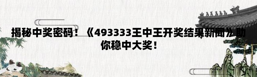 王中王493333WWW,王中王与数字的魅力，探索未知的神秘世界 493333WWW